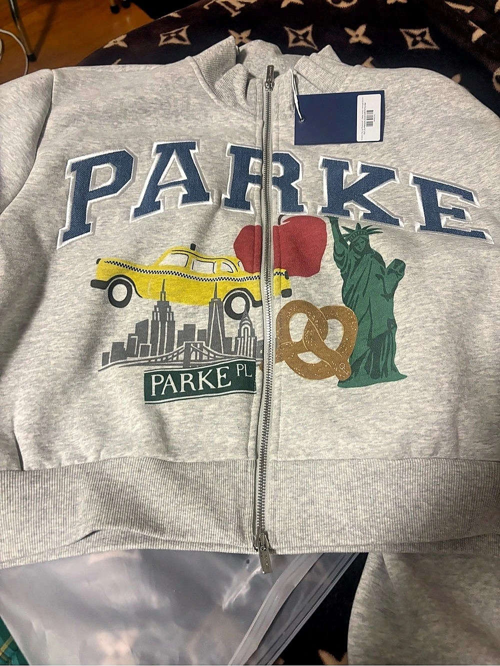 PARKE New York City Exclusive Zip-Up Hoodie Gray & Blue Small/Medium